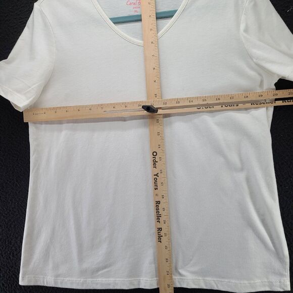 Coral Bay Womens T-Shirt White Size PL Cotton Blend Short Sleeve Pullover - Picture 3 of 13